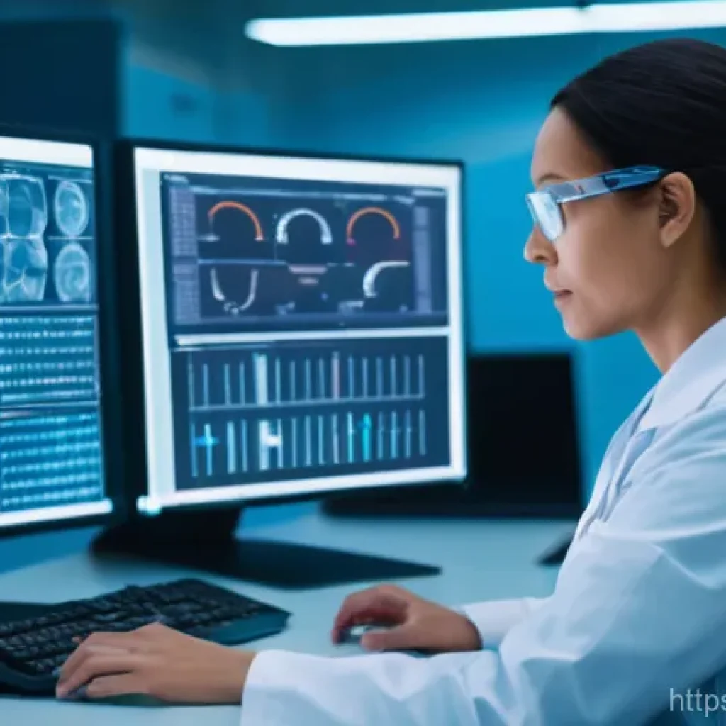 임상병리사 경력개발 포트폴리오 - A female clinical pathologist, mid-30s, with short, neat hair, wearing a crisp, light blue lab coat ...