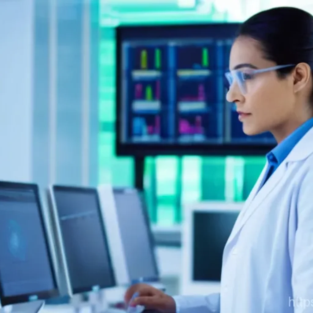 임상병리사 프리랜서 활동 가능성 - **Prompt:** A mid-30s female clinical pathologist in a modern, brightly lit biotech lab, wearing a c...