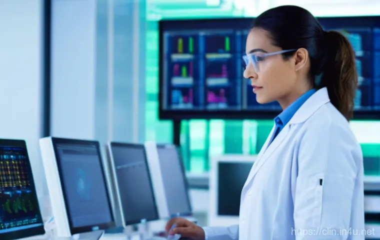 임상병리사 프리랜서 활동 가능성 - **Prompt:** A mid-30s female clinical pathologist in a modern, brightly lit biotech lab, wearing a c...